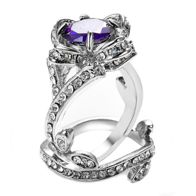 

Creative Rose and Diamond Crystal Engagement Ring, Violet