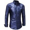 Chemise à manches longues à carreaux Slim Casual pour hommes - Bleu XL