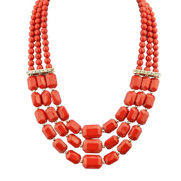 Collier à géométrie de perles multicouche polychrome pour femme - multicolor D 