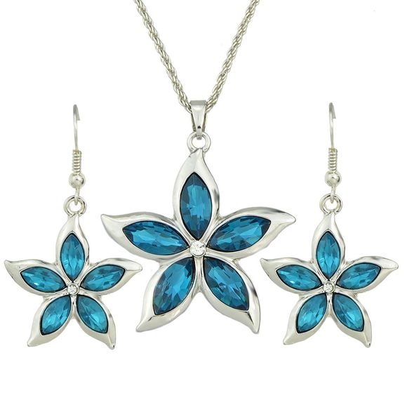 Chaîne en métal luxueux avec pendentif en cristal fleur collier boucles d'oreilles - multicolor B 