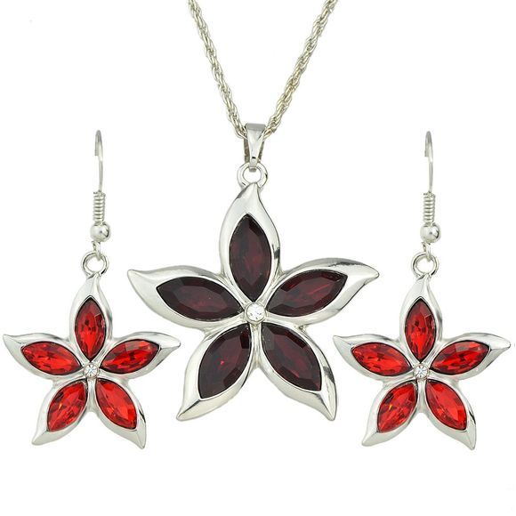 Chaîne en métal luxueux avec pendentif en cristal fleur collier boucles d'oreilles - multicolor C 