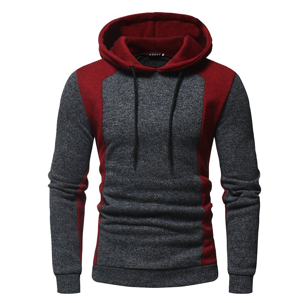 

Men's Fashion Casual Stitching Slim Sweater, Red wine
