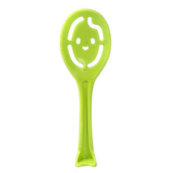 1pc cuillère à paille de blé créative mignonne sourire visage design multi-usages jaune d'oeuf blanc - Vert Pelouse 