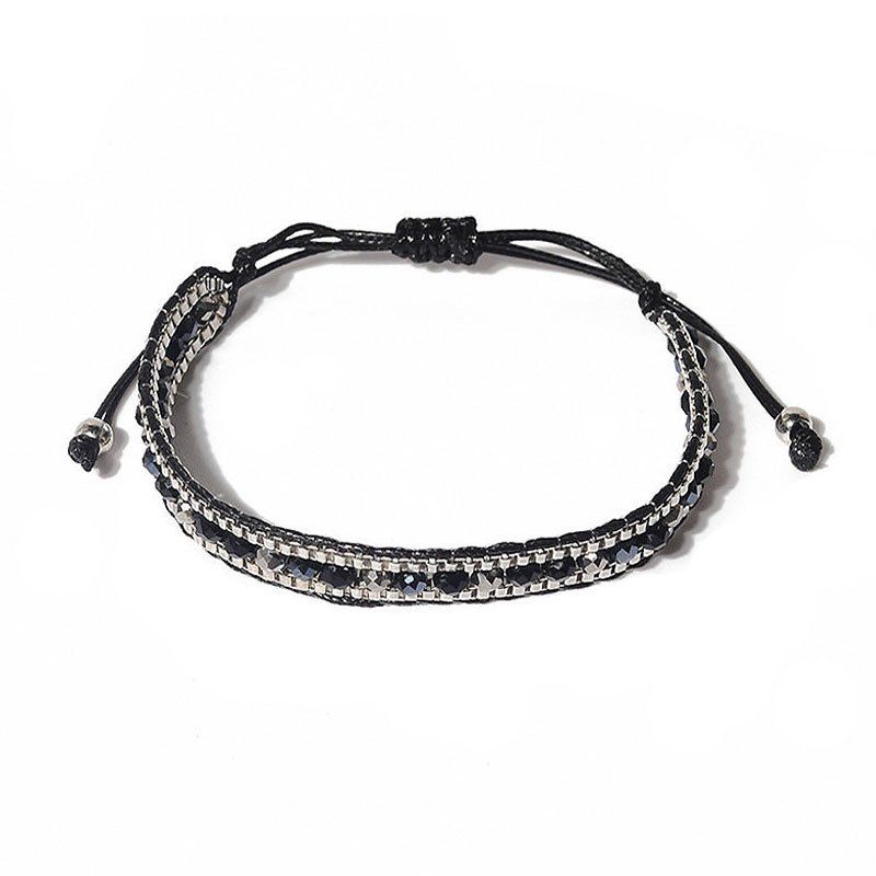

Creative New Lady Natural Stone Crystal Hand-Knitted Bracelet, Black
