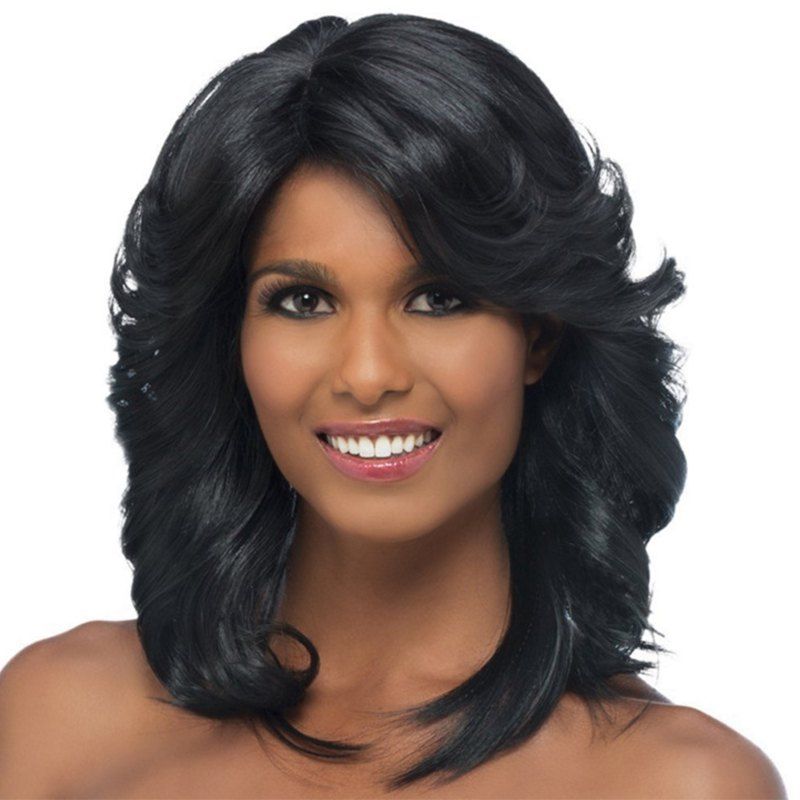 17 Off 2020 Big Curl Medium Long Wig In Black Dresslily