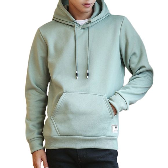Sweat à capuche simple de couleur unie pour hommes - Vert Menthe 3XL
