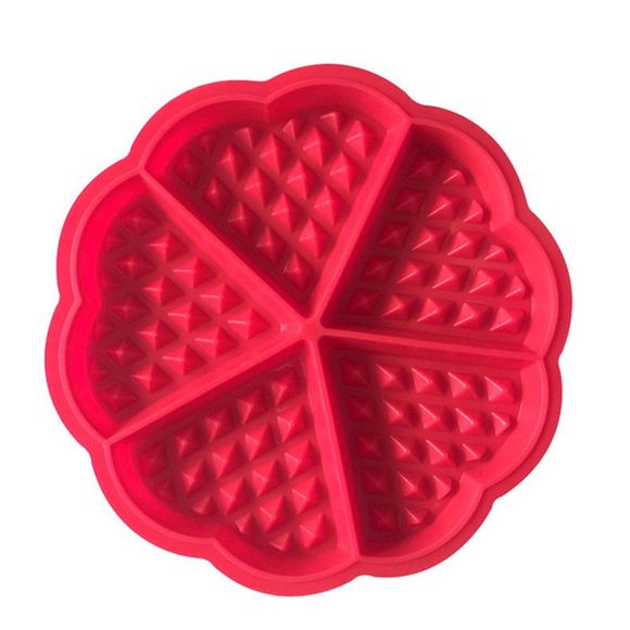 Moule à gaufres en forme de cœur 5-CAVITY Four en silicone Pan Bakin 1PCS - Rouge 