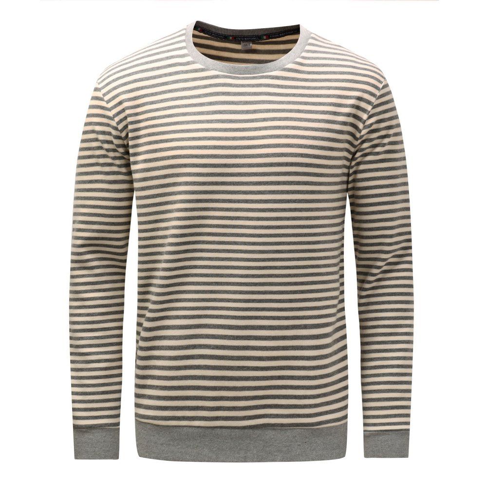 

FREDD MARSHALL Men's Casual Long Striped Sweatshirt, Light gray