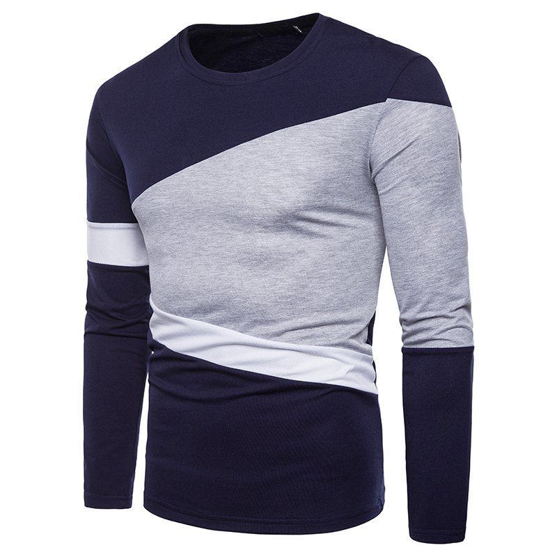 

Round Neck Men's Long Sleeved T-shirt, Cadetblue