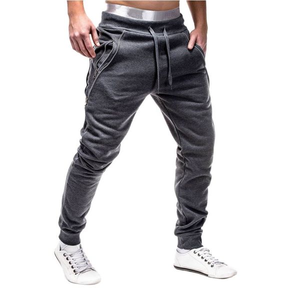 Pantalon de sport mince pour hommes - Gris Foncé XL