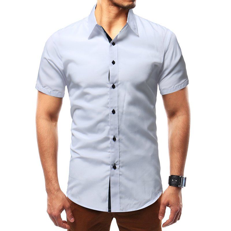 men's solid color short sleeve shirts