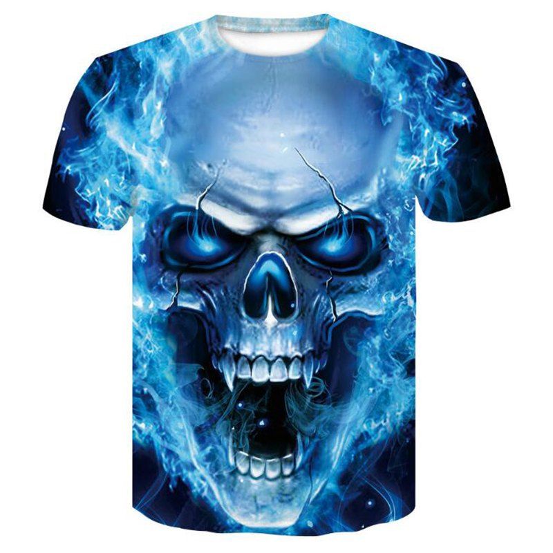

Men's Casual 3D Print Lion Wolf Skull Starry Sky Short Sleeves T-shirt, Multi-f