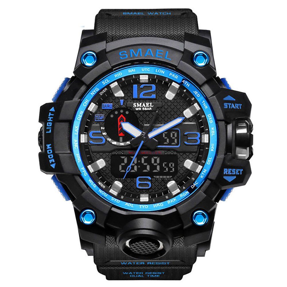 

SMAEL Military 50m Waterproof Wristwatch LED Quartz Clock Sport Men Watch, Sky blue