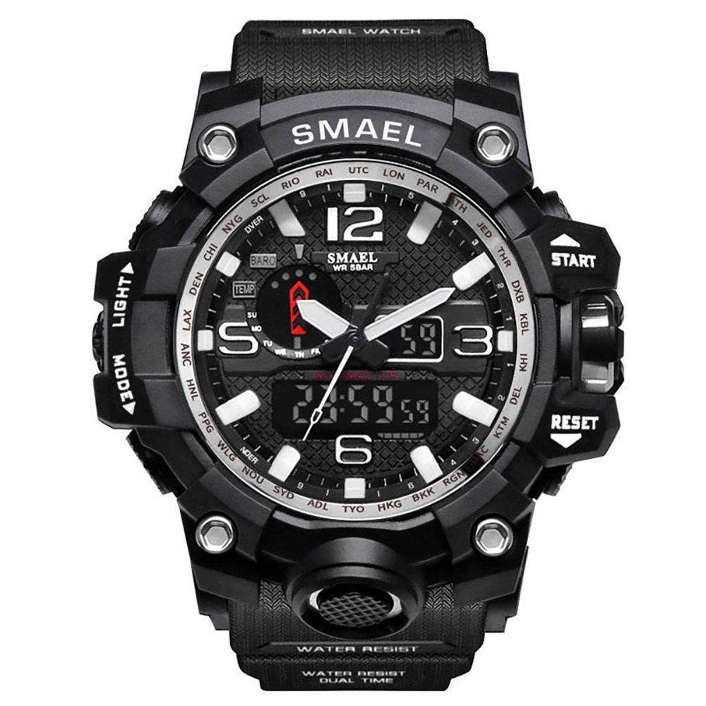 

SMAEL Military 50m Waterproof Wristwatch LED Quartz Clock Sport Men Watch, Silver