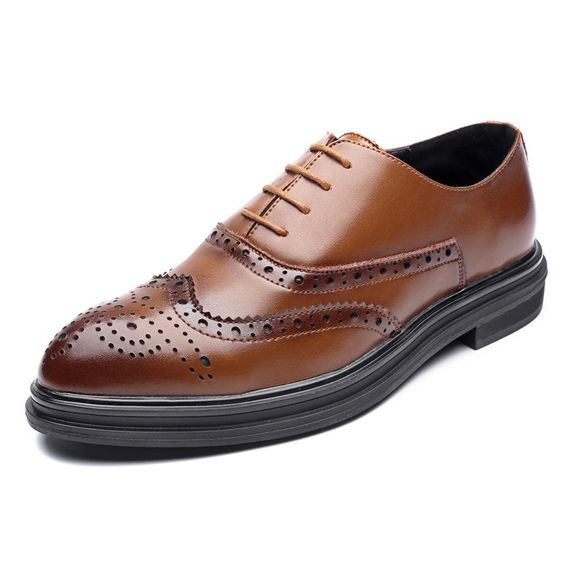 MUHUISEN Chaussures de ville simples à talons compensés pour hommes - Brun Légère 42