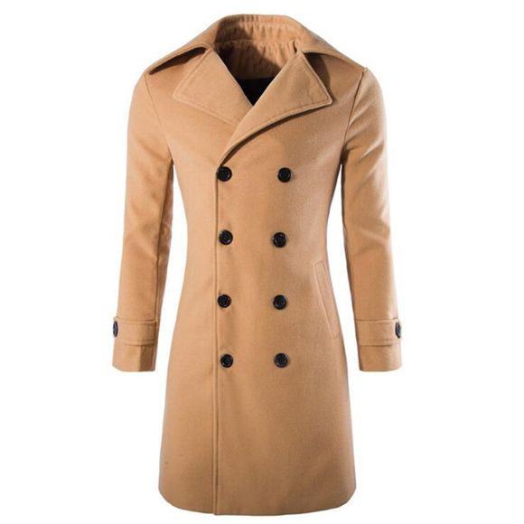 Manteau en Laine Poire à Double Boutonnage Classique à la Mode pour Homme - Bronze M