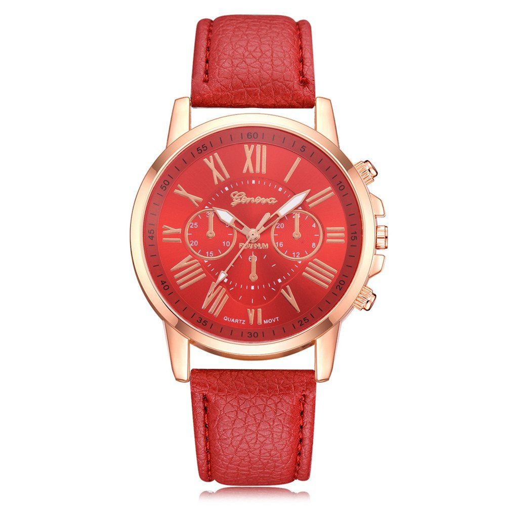 

V5 Women Three-eyed Double Leather Belt Quartz Watch, Multi-b