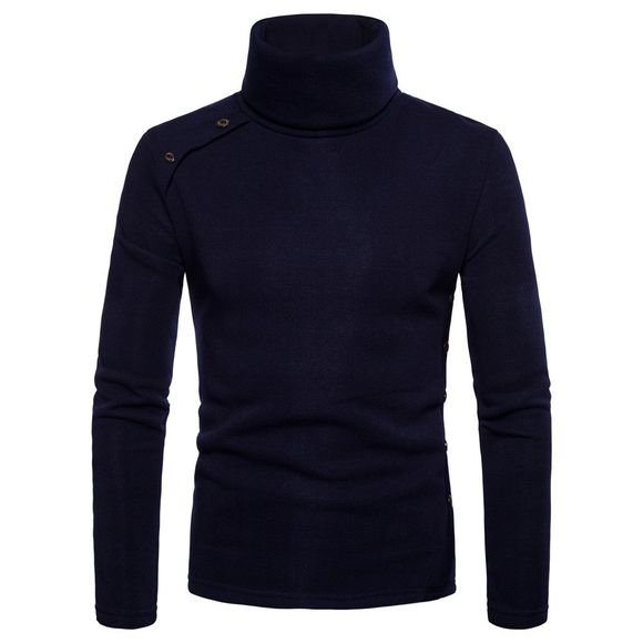 Sweatshirt Couleur unie à col montant - Bleu Foncé Toile de Jean L