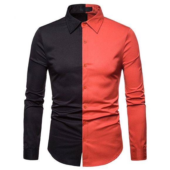 Chemise à grande taille et à manches longues pour hommes de couleur assortie - Orange L