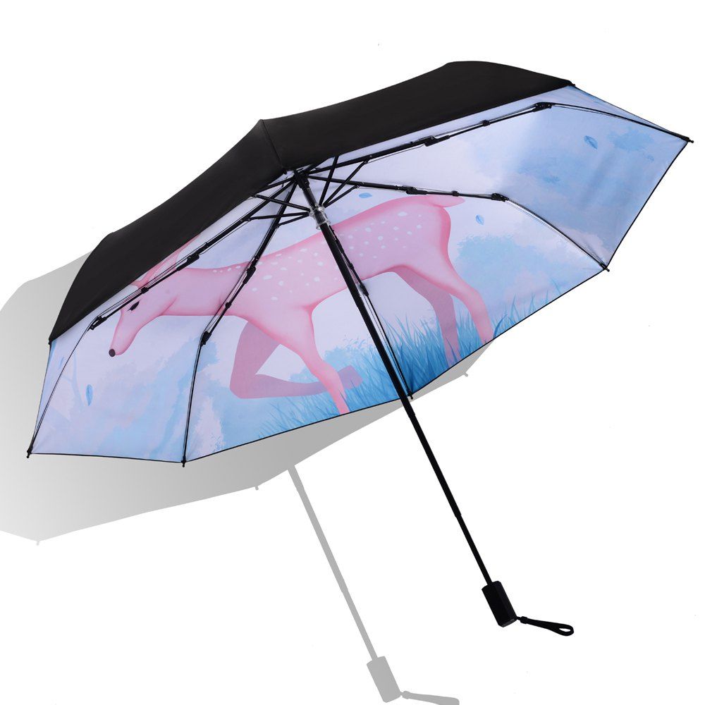 41 Off 2020 Cartoon Print Deer Anti Uv Folding Outdoor Umbrella In Multicolor B Dresslily