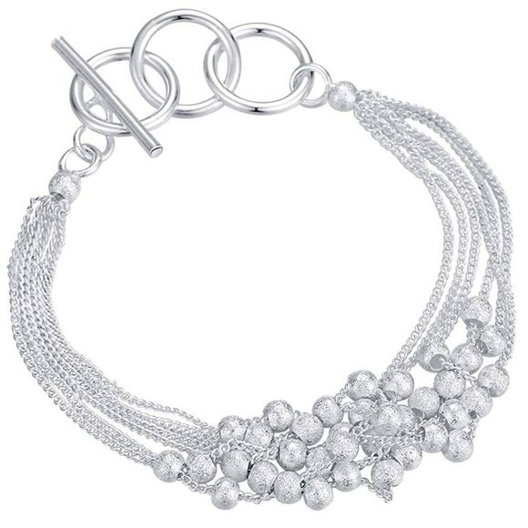Bracelet à la mode et exquis à six lignes de perles légères - Blanc 