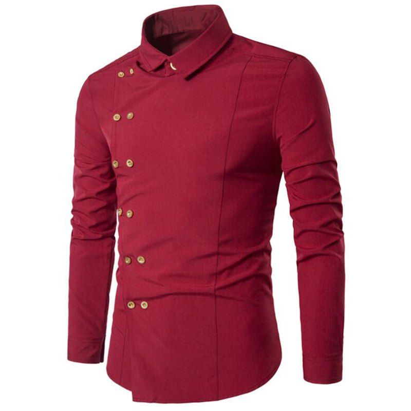 

Men's Long Sleeve Double Breasted Casual Shirts, Chilli pepper