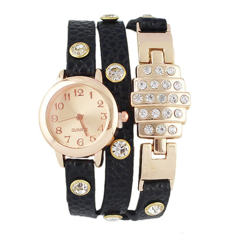 

Fashion Multi-storey Pattern PU Leather Wristband Watch, Multi-b