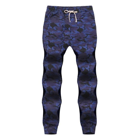 Pantalons sport camouflage contrastants pour hommes, jeunes, pieds sauvages - Bleu profond 2XL