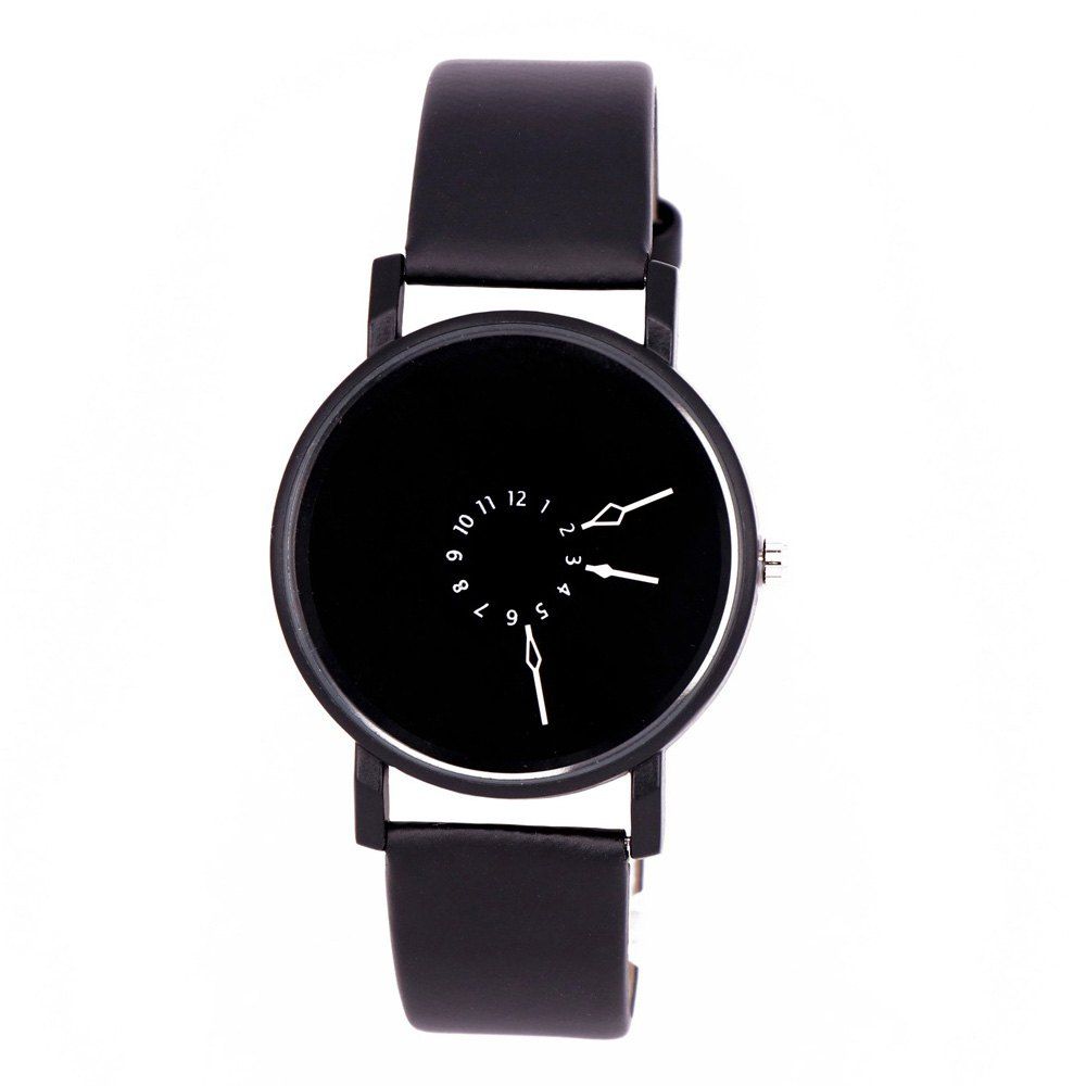 

Men's Quartz Watch PU Band Personality Pattern Casual Watch, Black