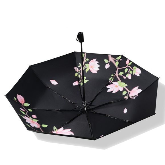 Parapluie pliant anti-UV créatif imprimé fleur de magnolia - multicolor 