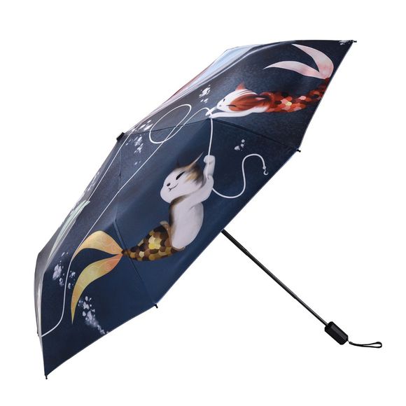 Parapluie pliant anti-UV pour chat et poisson - multicolor 