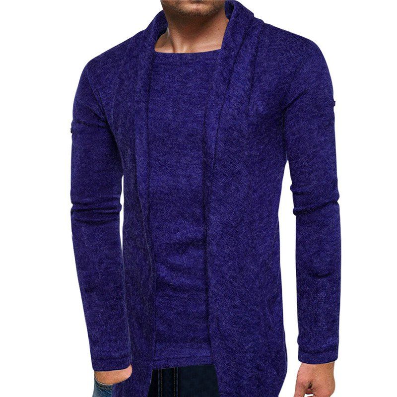 

Men's Casual Change Sleeves Solid Colored Pullover Sweater, Cobalt blue