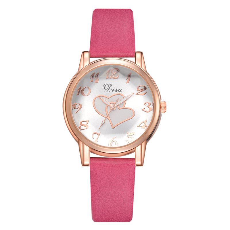 

Disu DS148 Women Love Print Dial PU Leather Quartz Watch, Rose red