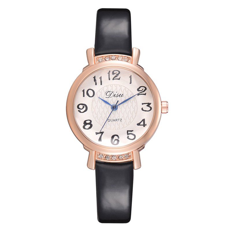 

Disu DS155 Rhinestone Ladies PU Leather Watch, Black