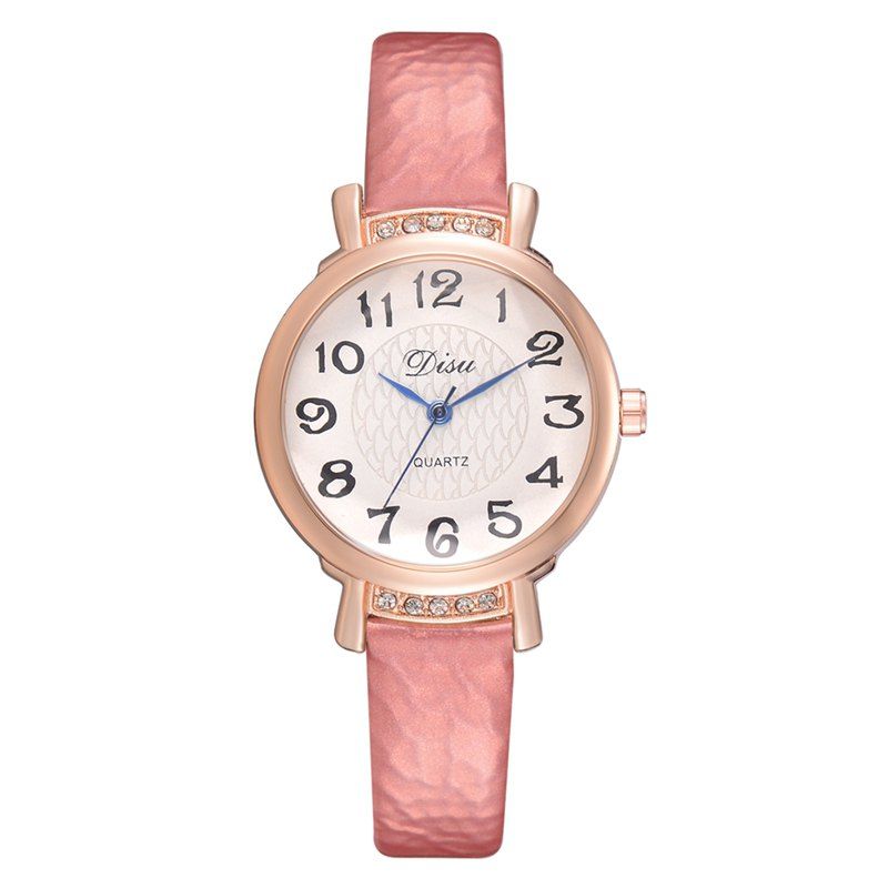 

Disu DS155 Rhinestone Ladies PU Leather Watch, Pink