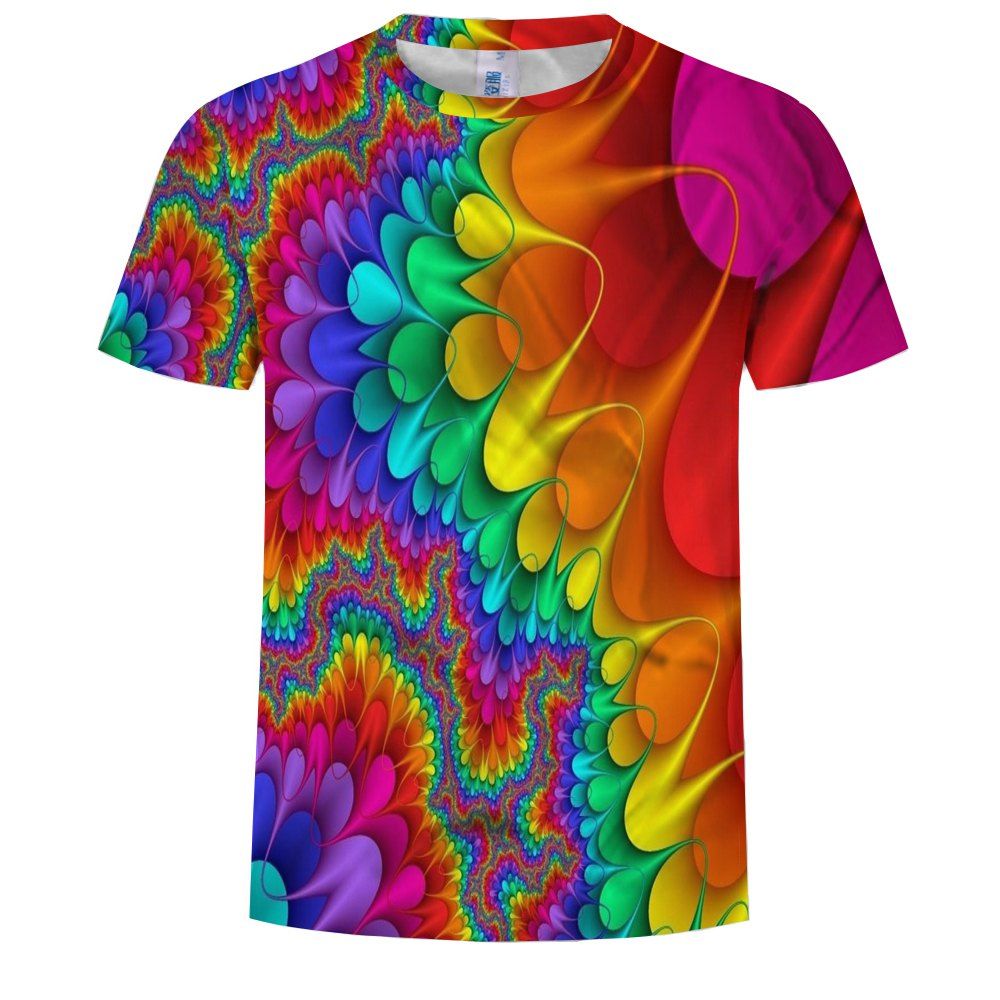 

Fashion 3D Printed Round Neck Short-sleeved T-shirt, Multi-h