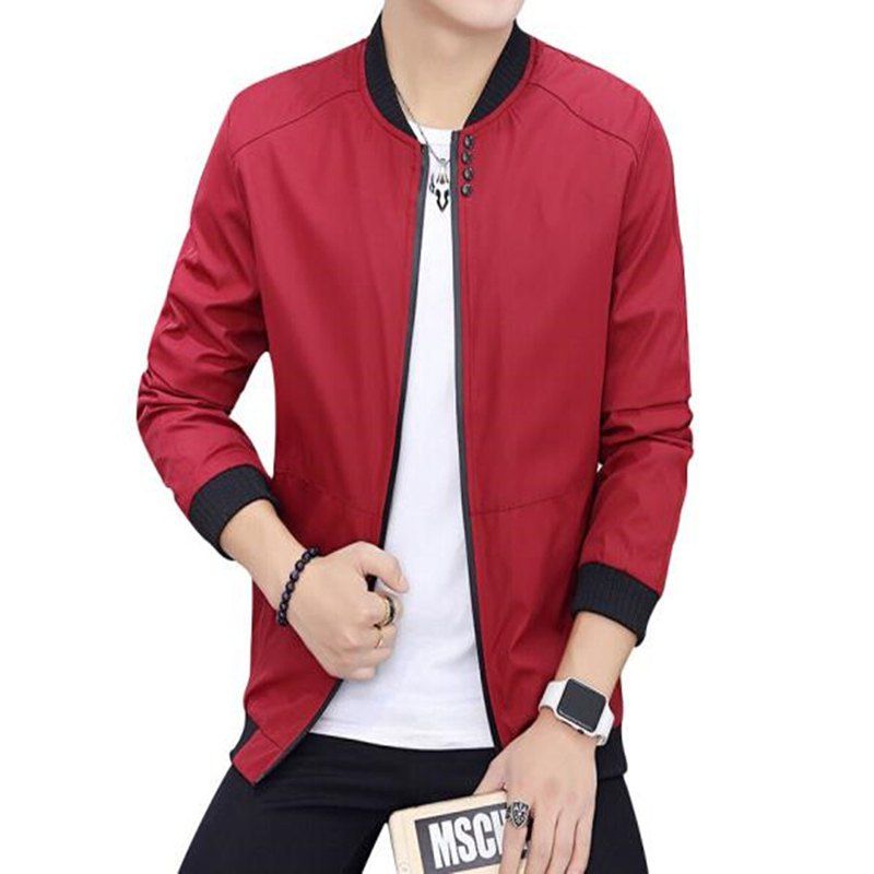 

2018 Autumn Jacket Fashion Casual Thin Soft Windbreaker Solid Man, Red