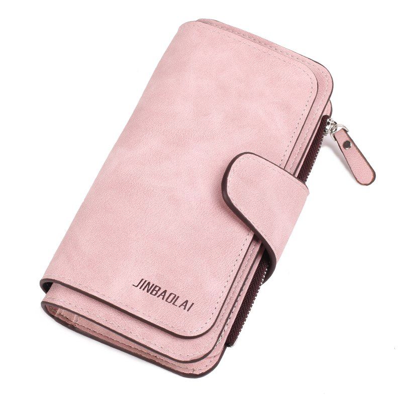 JINBAOLAI Long Section Frosted Fabric Three-fold Ladies Fashion Wallet