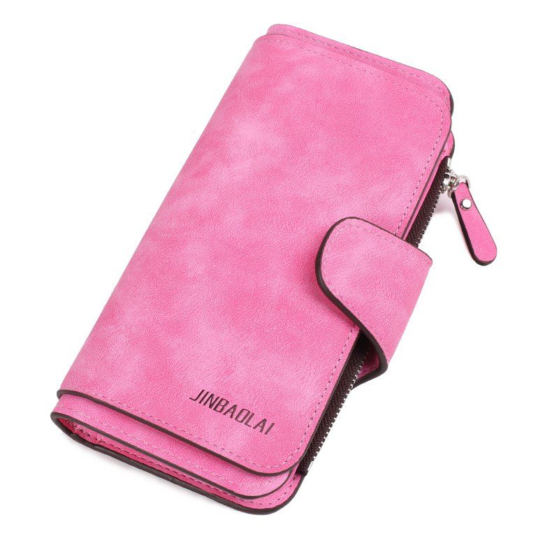 JINBAOLAI Long Section Frosted Fabric Three-fold Ladies Fashion Wallet