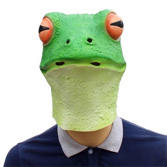 Halloween Cosplay Whisky Prop Frog Latex Head Masque - Vert Jaune 