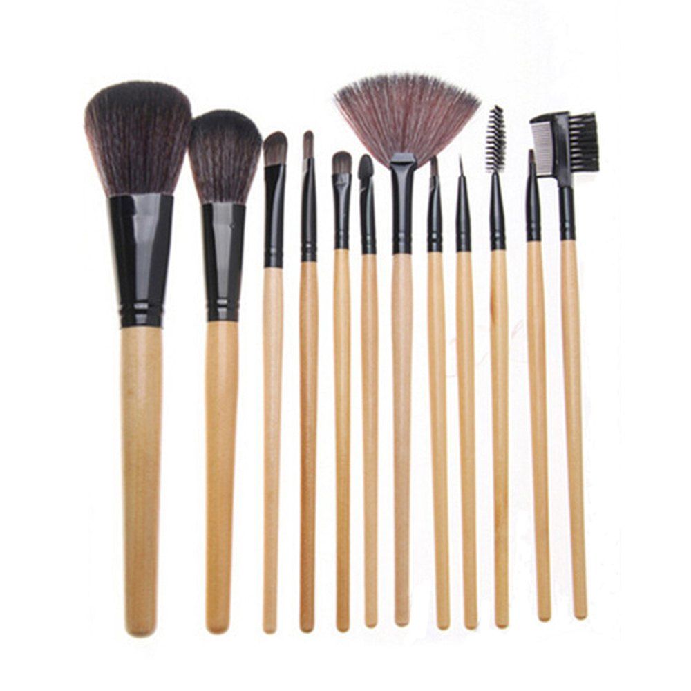 

12Pcs Makeup Brush Set Wooden Professional High Quality Soft Brush, Cinnamon