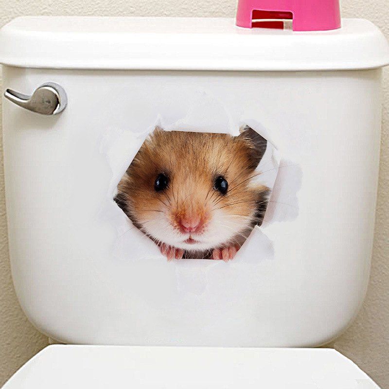 

Animals Shapes Toilet PVC Wall Sticker, Multi-g