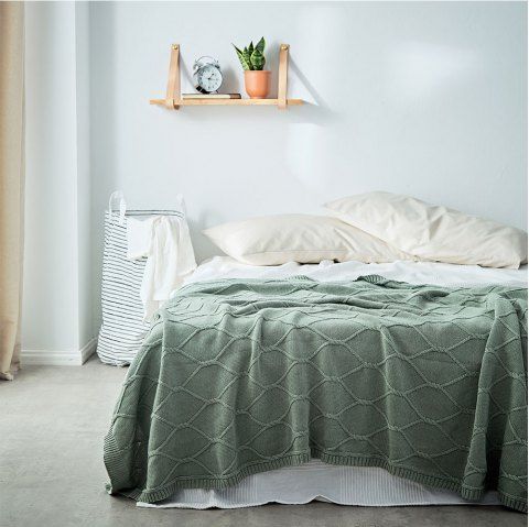 2018 Cotton Throw Blanket Couch Sofa Chair Soft Warm Cable Knit Cotton Throw Blanket Couch Sofa Chair Soft Warm Cable Knit Decorative Blankets Sea Green