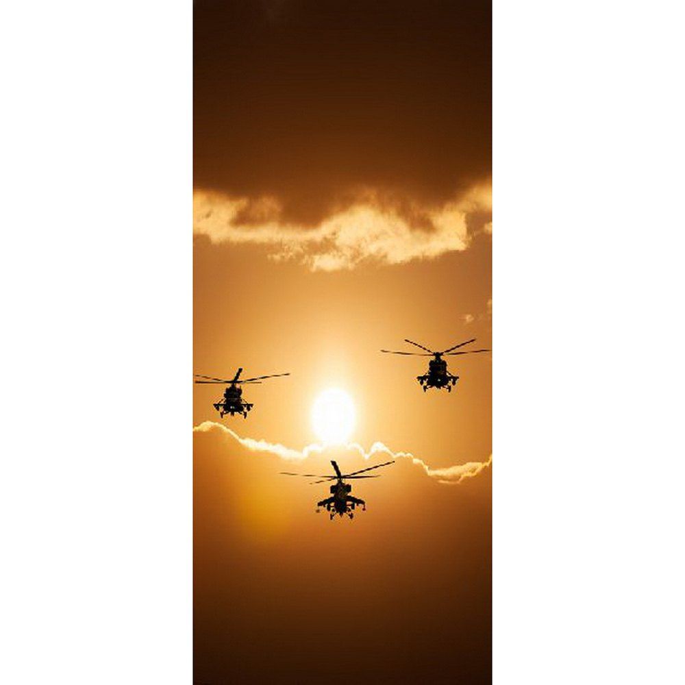 

MailingArt 3D HD Canvas Print Door Wall Sticker Mural Home Decoration Helicopter, Multi