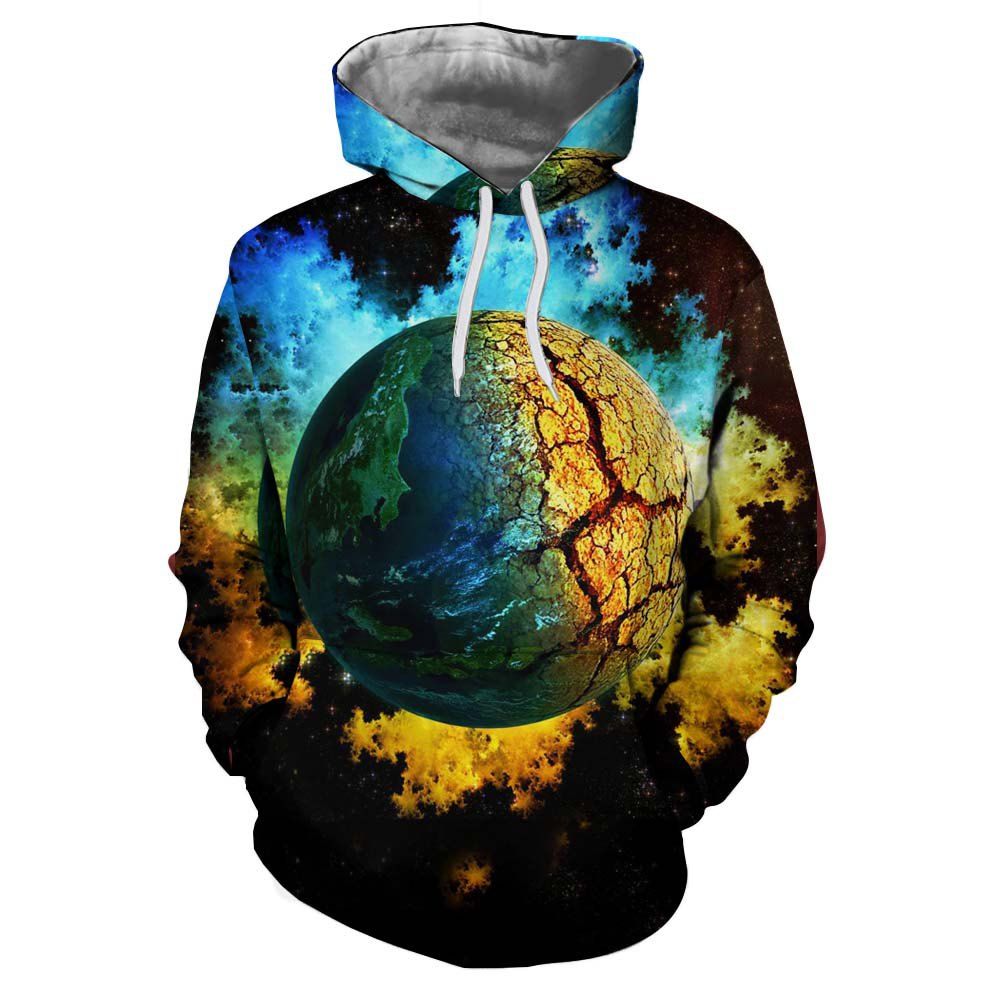 

Men's Casual Sports Landscape 3D Digital Printing Patch Pocket Hoodie Sweater, Multi-b