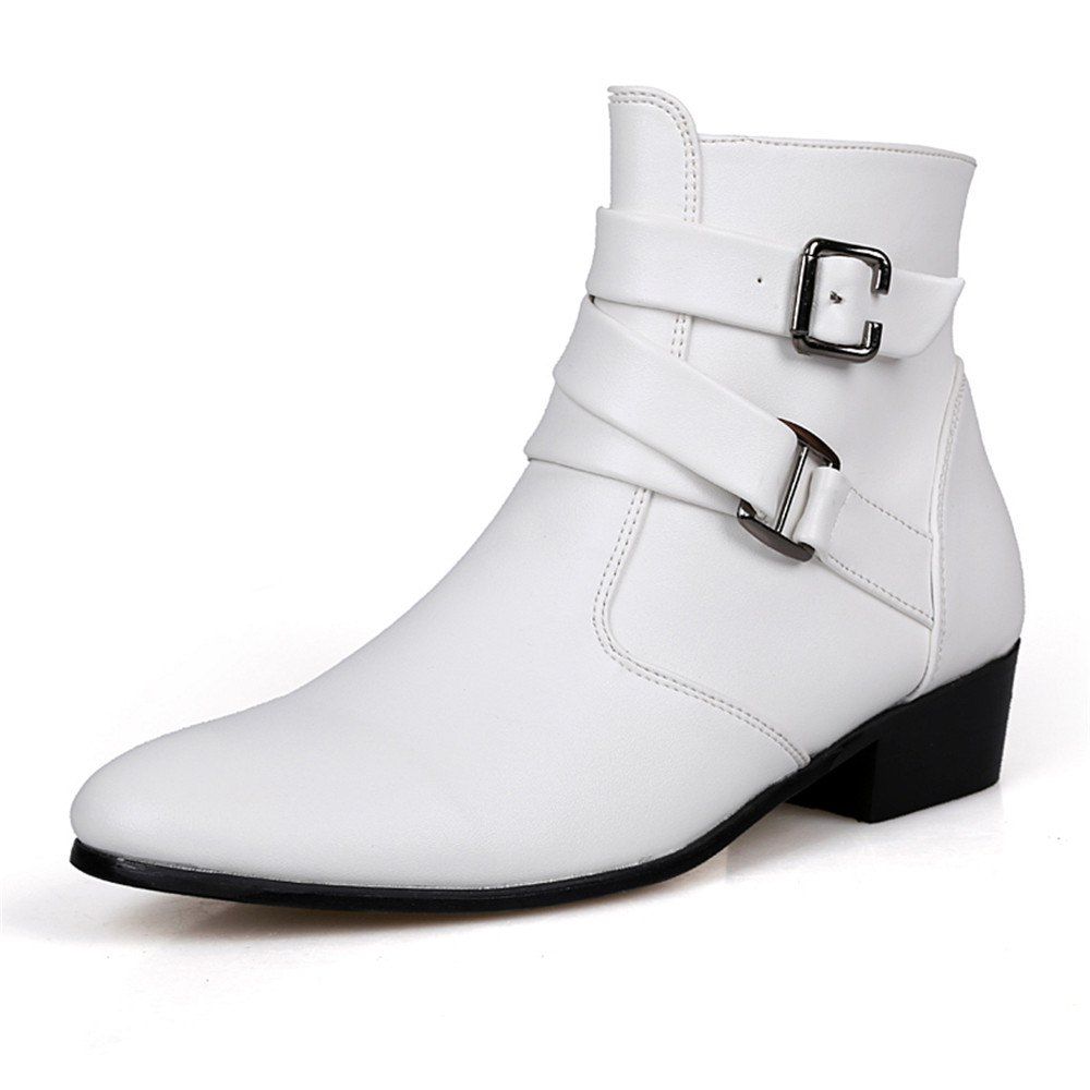 

Men's High-Top Leather Shoes, White