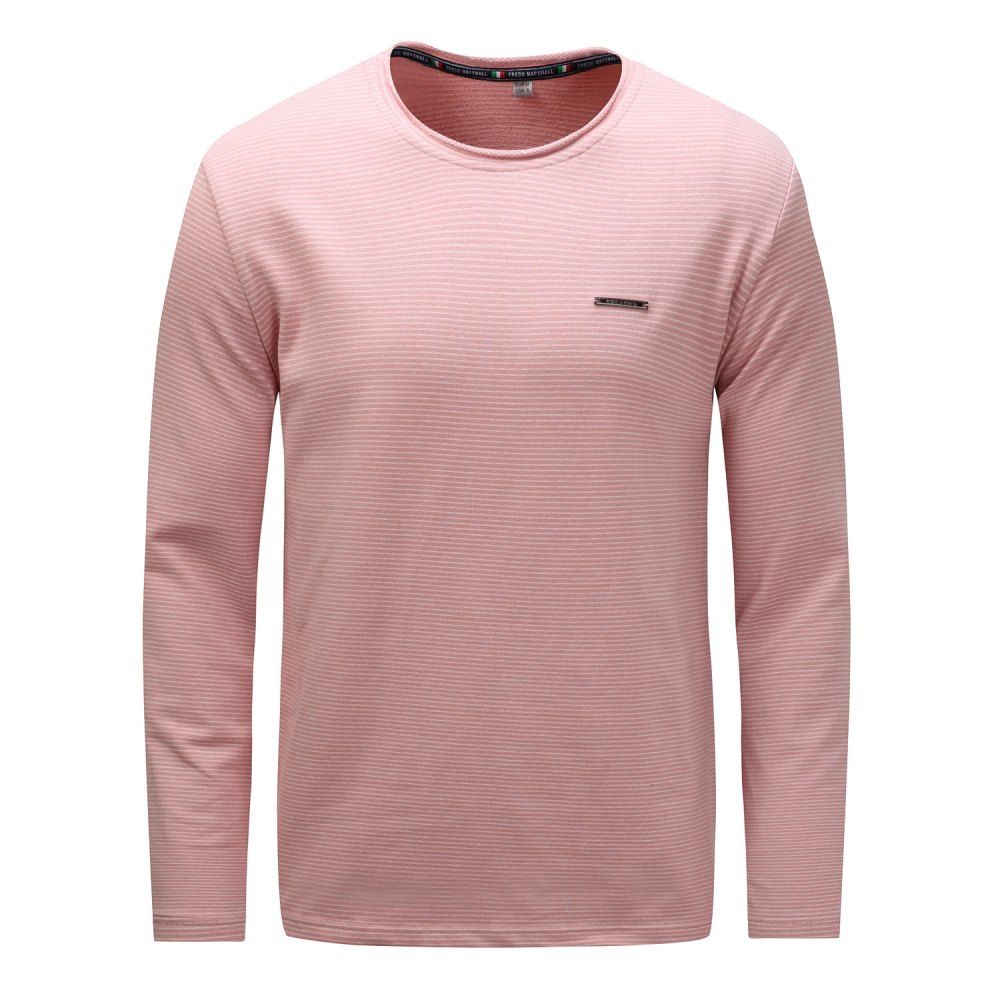 

FREDD MARSHALL Men's Long Sleeve Casual Striped T-shirt, Pink