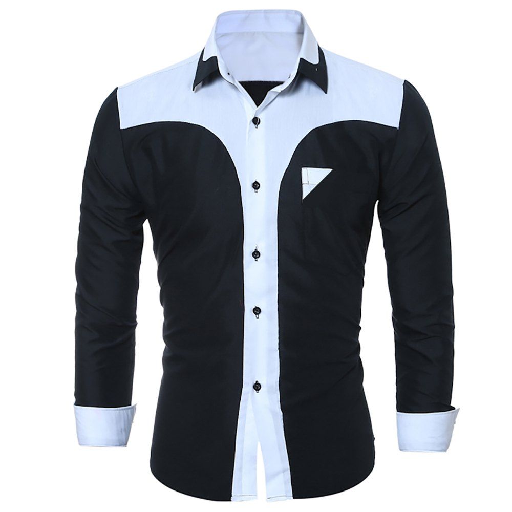 

Men's Fashion Long Sleeves Men'S Casual Skinny Shirts, Black