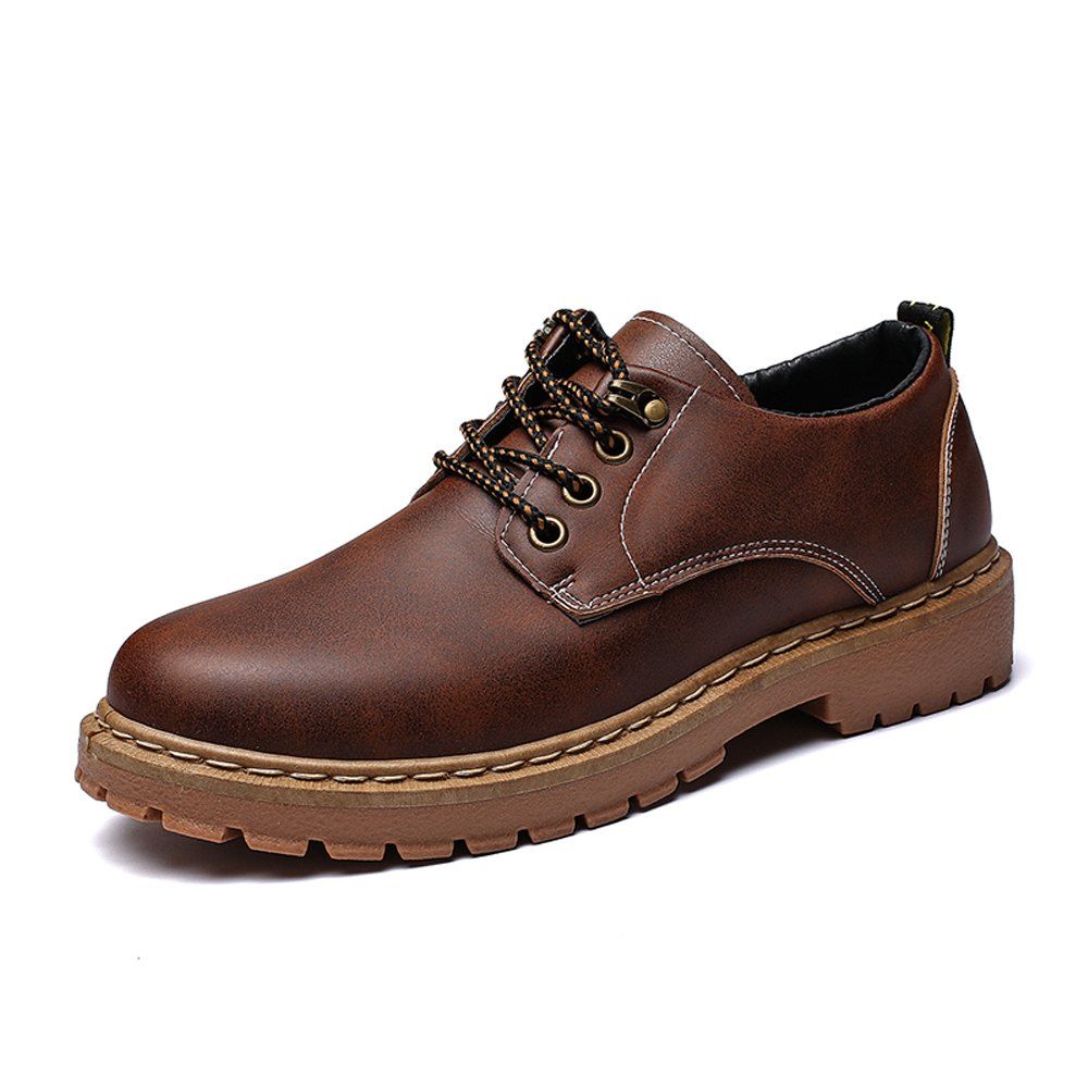 

Men Low Vamp Low-key Solid Leisure Boots, Brown