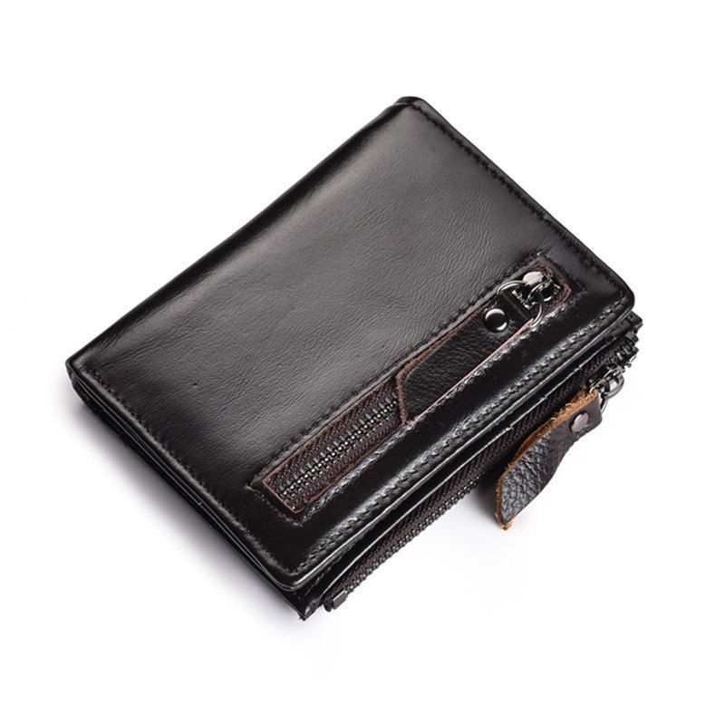 JINBAOLAI Anti-magnetic Oil Wax Genuine Leather Wallet
